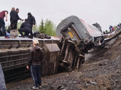 Douăzeci de răniţi în deraierea unui tren în Marele Nord rus