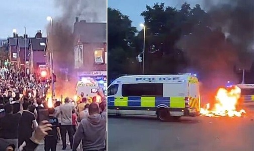 Violenţele din Leeds: Cinci arestări şi un bărbat, Iustin Dobre, acuzat de incendiere şi tulburări violente