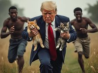 În timp ce Harris şi Trump dezbăteau, social media avea propriul război. Afirmaţiile lui Trump despre imigranţii care mănâncă animalele de companie ale americanilor au devenit trend pe platforma X şi motiv de meme-uri - FOTO