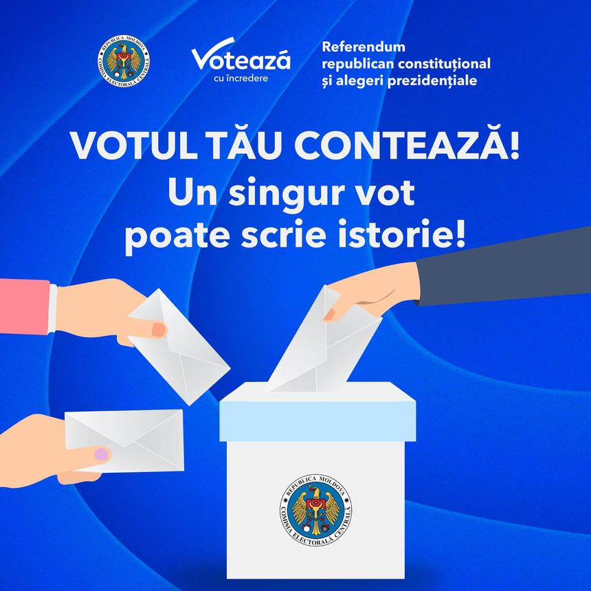 ALEGERI PREZIDENŢIALE ŞI REFERENDUM ÎN MOLDOVA. Întreaga lume aşteaptă să vadă ce mesaj îi transmit moldovenii lui Putin, într-un dublu scrutin devenit simbolul confruntării între Occident şi Rusia