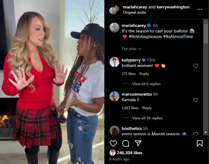 Mariah Carey şi Kerry Washington îi îndeamnă într-un clip pe alegători să iasă la vot