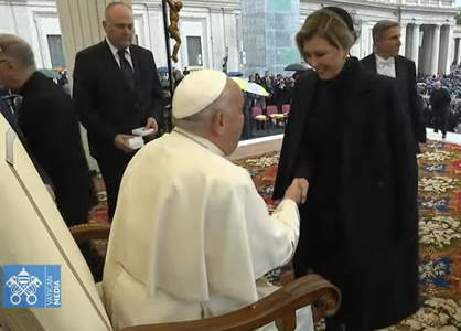 Zelenska, primită de Papa Francisc la Vatican, la o mie de zile de la invazia rusă