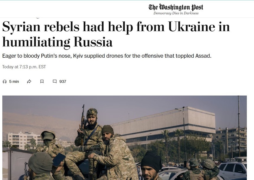 The Washington Post: Rebelii din Siria au fost ajutaţi de Ucraina, pentru a umili Rusia