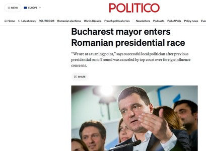 POLITICO scrie că primarul Bucureştiului - al cărui prenume e tradus „Little Nick” - intră în cursa prezidenţială din România