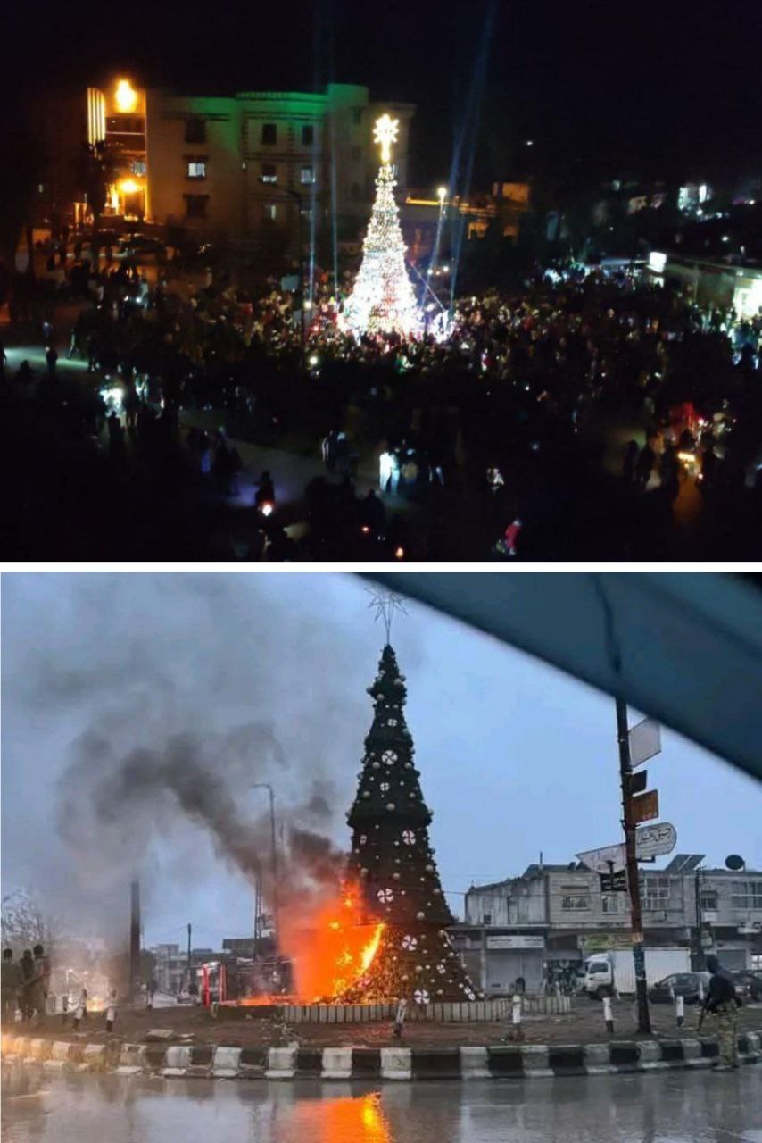 Siria: Sute de creştini au demonstrat la Damasc după ce un brad de Crăciun a fost incendiat