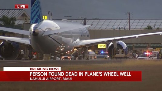 Hawaii: Un cadavru a fost descoperit în zona roţii unui avion United Airlines, după aterizare