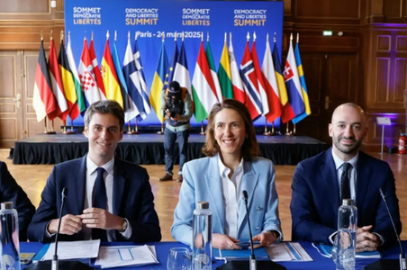 Aproximativ 60 de lideri de centru din UE iau parte la un ”Summit al Democraţiei şi Libertăţilor” şi împotriva ”tăvălugului reacţionar” al lui Trump şi Musk, la Paris, pe tema confiscării activelor ruseşti, aderării Ucrainei la UE şi reînarmării Europei