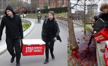 Activişti Greenpeace, arestaţi după o acţiune la Ambasada SUA la Londra. Ei au vărsat un colorant roşu într-un bazin în afara ambasadei, în semn de protest faţă vânzarea de armament Israelului, împotriva căruia ONG-ul cere un embargo al armamentului