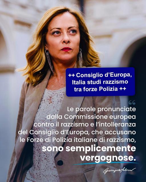 Giorgia Meloni califică drept „ruşinos” un raport al Consiliului Europei care denunţă rasismul poliţiei italiene