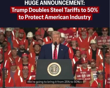 Trump şochează din nou: anunţă că intenţionează să dubleze tarifele la oţel şi aluminiu, la 50%, începând din 4 iunie - VIDEO