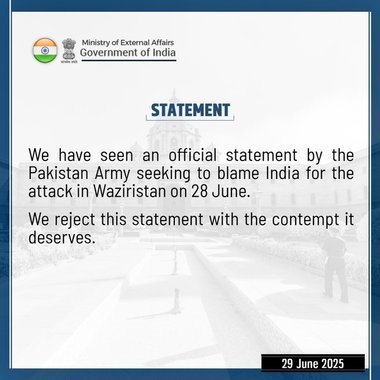 India respinge afirmaţiile Pakistanului prin care încearcă să o învinovăţească pentru atacul din Waziristan