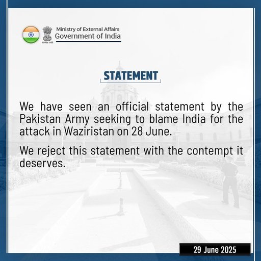 India respinge afirmaţiile Pakistanului prin care încearcă să o învinovăţească pentru atacul din Waziristan