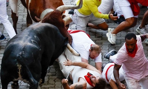 Mai multe persoane rănite, una împunsă cu cornul, la o cursă cu tauri, la sărbătorile de Sf. Fermin, la Pamplona