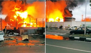 Incendiu de amploare la un depozit de petrol din Soci, în urma unui atac ucrainean cu drone. Zborurile pe aeroportul din staţiunea de la Marea Neagră au fost suspendate temporar - VIDEO