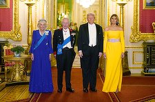 Regele Charles şi Donald Trump s-au lăudat reciproc şi au subliniat relaţia specială în discursurile lor de la banchet. Suveranul britanic a vorbit despre necesitatea de a sprijini Ucraina. Melania Trump, lăudată pentru alegerea vestimentară