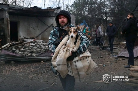 Un cuplu ucis în casă într-un atac rus în regiunea Zaporojie, un băiat de 14 ani rănit, în 517 atacuri cu dronă în 15 localităţi. Câini, ucişi şi răniţi într-un adăpost. 12.000 de abonaţi şi o centrală termică, fără curent