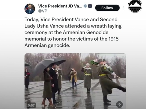 Casa Albă şterge o postare pe contul de X al lui J. D. Vance cu privire la genocidul armean