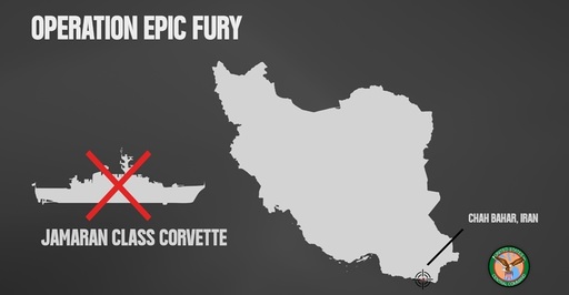 SUA au scufundat o corvetă de clasa Jamaran din flota iraniană la Golful Oman, la chei în portul Chabahar, anunţă CENTCOM
