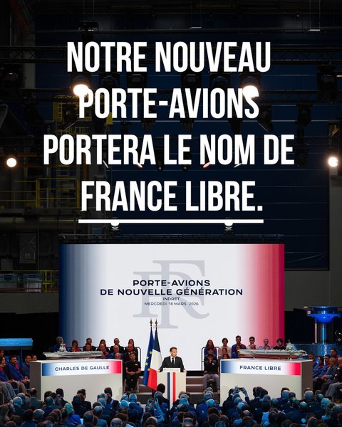 Emmanuel Macron botează noul portavion francez „France libre”, în semn de omagiu adus Rezistenţei. Nava amiral actuală, Charles de Gaulle, se va retrage după 2038