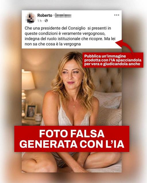 O imagine cu Giorgia Meloni în lenjerie intimă, generată de AI, s-a viralizat. Premierul italian reacţionează cu umor: „Trebuie să recunosc că, oricine le-ar fi creat, m-a făcut să arăt mult mai bine”
