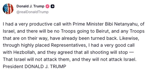 Trump anunţă că Israelul şi Hezbollahul i-au promis o liniştire şi că negocierile cu Iranul continuă