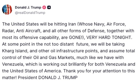 Trump ameninţă că atace că ”foarte puternic” Iranul ”în această seară”. El ameninţă să cucerească ”Insula Kharg şi alte infrastructuri petroliere strategice”, ”aşa cum am făcut cu Venezuela”