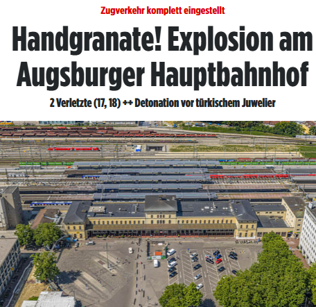 Germania - Doi răniţi în urma unei explozii care a avut loc într-o gară din Augsburg
