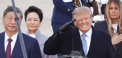 Trump, deranjat de un zgomot asurzitor în timpul ceremoniei de primire a lui Xi