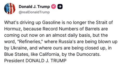 Trump dă vina scumpirii carburanţilor pe atacurile Ucrainei în Rusia şi nu pe Războiul său din Iran