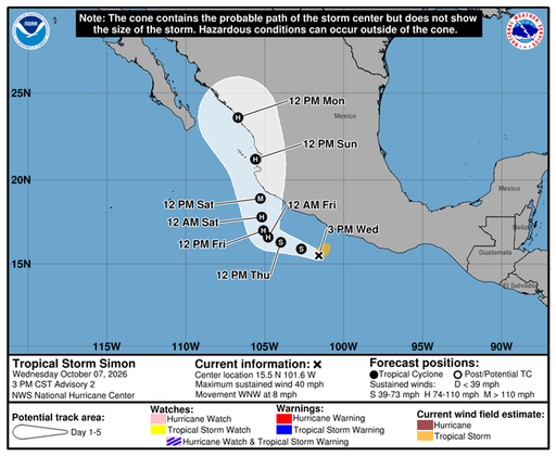 Furtuna tropicală Simon se va transforma într-un uragan major înainte de a lovi Mexicul / Cantităţi mari de precipitaţii şi valuri de până la cinci metri, aşteptate