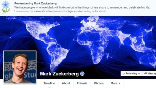 Facebook a anunţat că mai mulţi utilizatori sunt morţi. O eroare care l-a "omorât" şi pe Zuckerberg