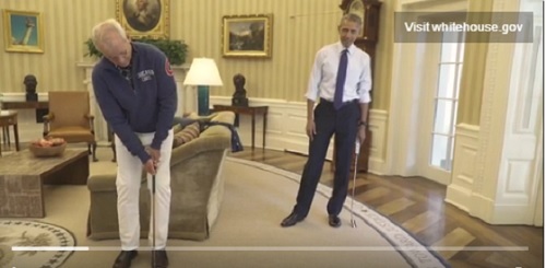 Bill Murray a jucat minigolf cu Barack Obama în Biroul Oval de la Casa Albă. VIDEO