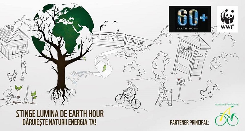 Ora Pământului 2017: Activităţi pentru copii şi traseu pe biciclete. Iluminatul exterior al palatelor Cotroceni, Parlamentului şi CFR, întrerupt