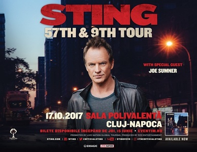 Sting va concerta pentru prima dată la Cluj-Napoca pe 17 octombrie. Invitat special: Joe Sumner