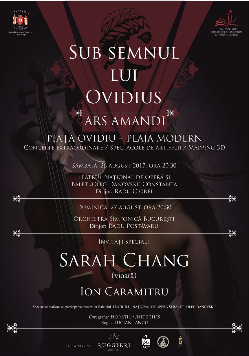 Constanţa: Concerte de muzică clasică şi focuri de artificii, pentru comemorarea a două mii de ani de la moartea poetului Ovidius