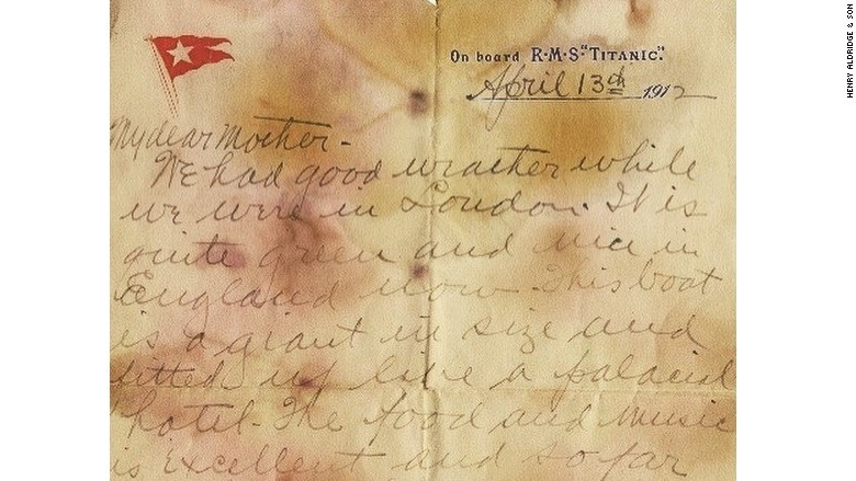 O scrisoare netrimisă a unui pasager de pe Titanic a fost vândută la licitaţie cu suma record de 166.000 de dolari