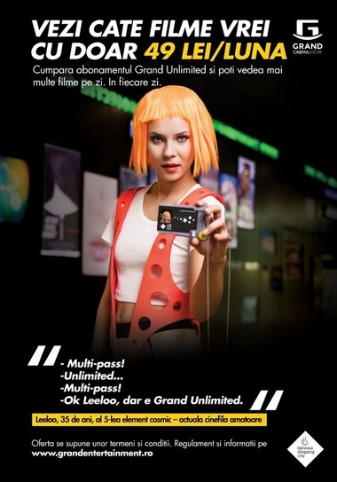 Abonamentul de cinema Grand Unlimited, disponibil cu plată lunară