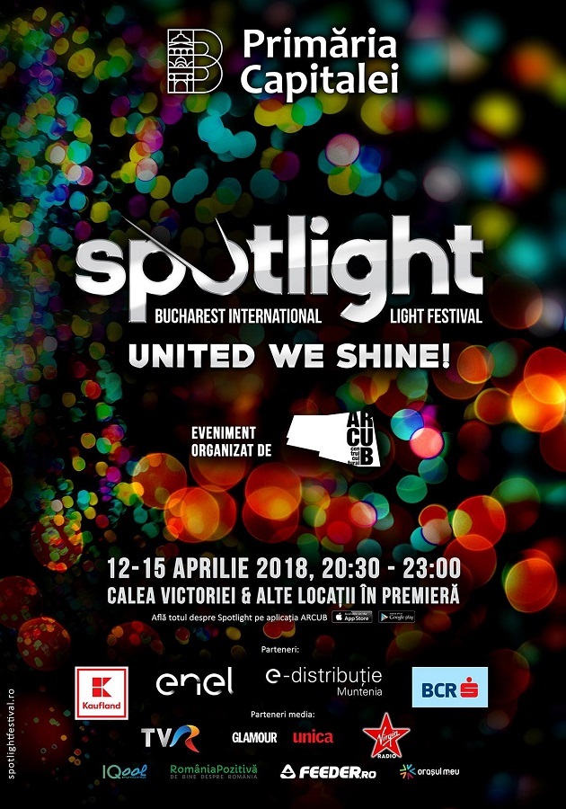 Arcul de Triumf, Ateneul Român, Palatul Ştirbei, Teatrul Odeon, în premieră pe harta instalaţiilor de lumină la Spotlight 2018