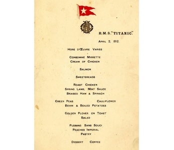 Meniul primului prânz servit pe Titanic, adjudecat contra sumei de 100.000 de lire sterline