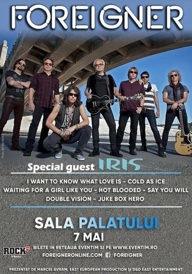 Formaţia Iris va cânta în deschiderea concertului trupei americane Foreigner de la Sala Palatului 