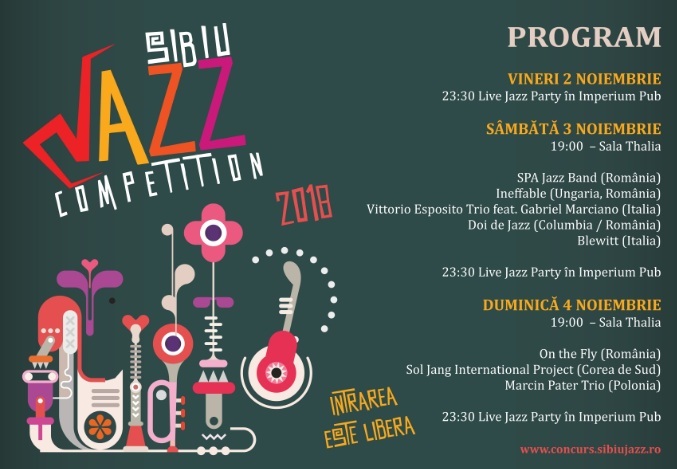 Sibiu Jazz Competition 2018: Opt formaţii din şapte ţări vor concerta pe scena Sălii Thalia 