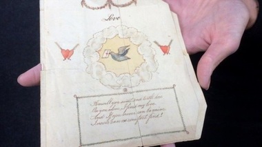 O felicitare de Valentine's Day datată 1797, care ar putea fi cea mai veche din lume, este pusă în vânzare la Derbyshire