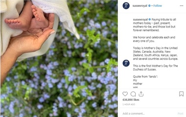 Ducii de Sussex au publicat o nouă fotografie cu fiul lor Archie, onorând Ziua Mamei