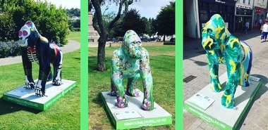 Zeci de statui din granit înfăţişând gorile, instalate pe insula Jersey din Canalul Mânecii - FOTO