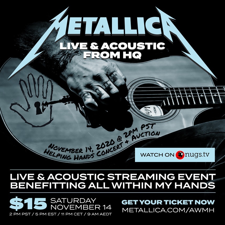 Metallica va susţine online un concert acustic caritabil 