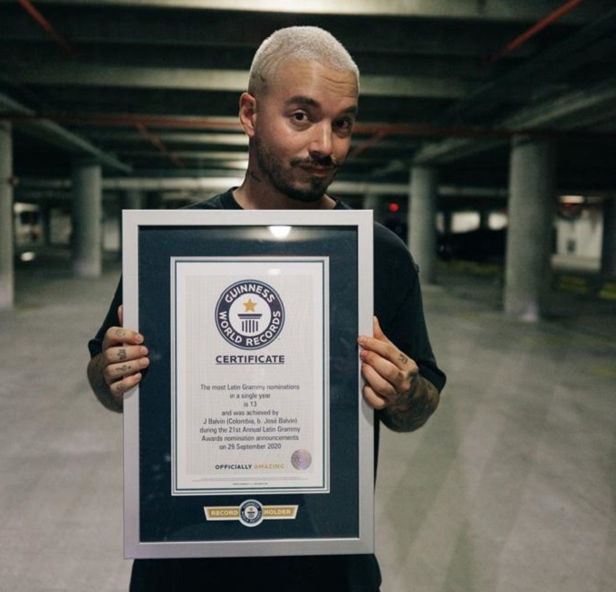 J Balvin, record Guinness pentru cele mai multe nominalizări la premiile Latin Grammy într-un an