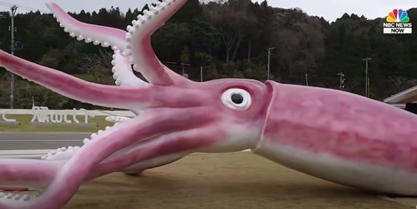 Un oraş japonez a cheltuit fonduri destinate măsurilor anti-Covid pentru o statuie uriaşă a unui calamar - VIDEO