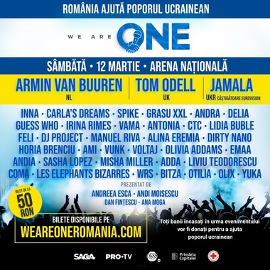 Armin Van Buuren, Jamala, INNA, Delia, între artiştii care vor cânta la „We Are One”. Pro TV invită toate canalele TV şi online să difuzeze împreună concertul caritabil