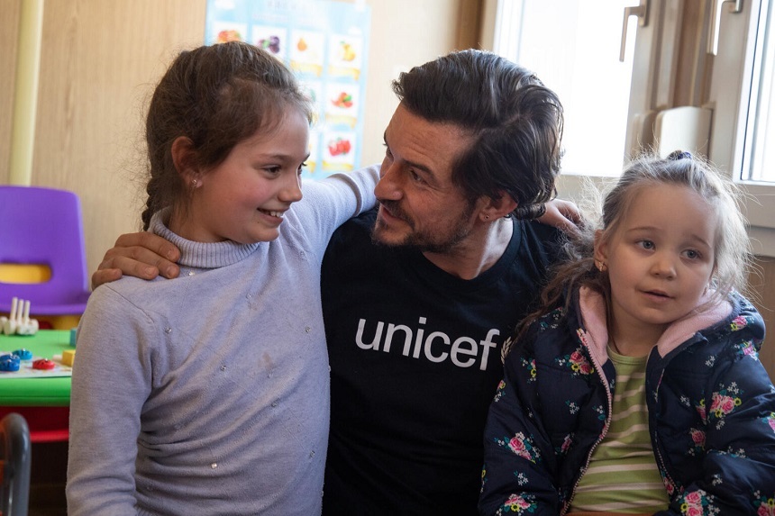 Orlando Bloom, ambasador al Bunăvoinţei UNICEF, a vizitat Republica Moldova pentru a se întâlni cu copiii refugiaţi din Ucraina - FOTO