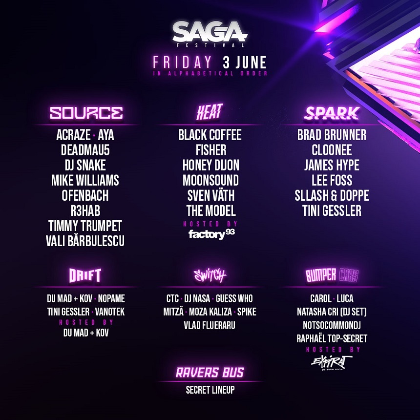 SAGA Festival anunţă line-up-ul pentru fiecare zi de festival: Tiesto, Afrojack, Camelpha, Acraze, Jax Jones, Joel Corry, Da Tweekaz, Honey Dijon